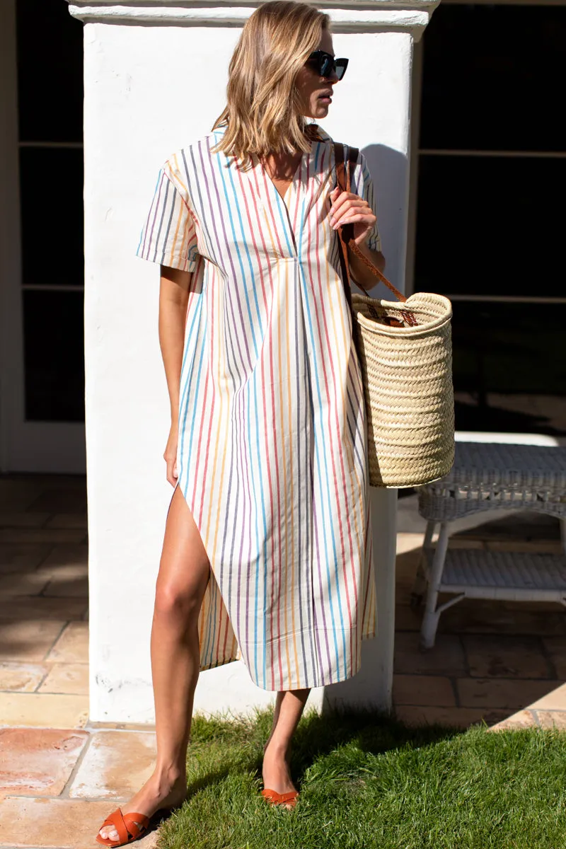 Rolled Sleeve V Caftan - Seville Stripe Agate sold by Emerson Fry product image thumbnail 4