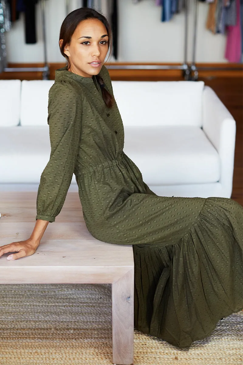 Frances Dress 2 - Moss Swiss Dot Organic sold by Emerson Fry product image thumbnail 3