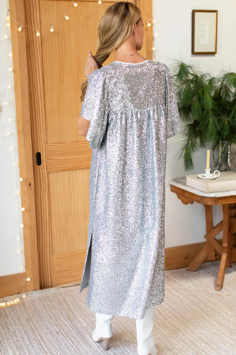 Marion Long Dress - Silver Sequin sold by Emerson Fry product image thumbnail 4