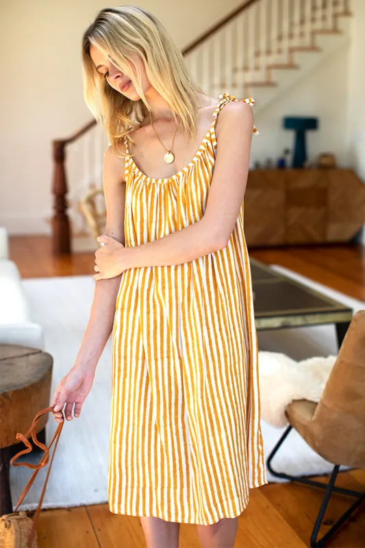 Mae Sundress - Marigold Stripe sold by Emerson Fry
