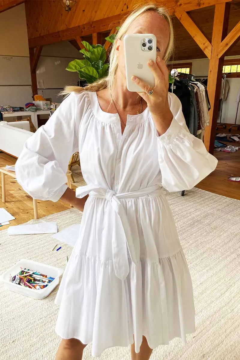 Odette Tier Dress - White Poplin sold by Emerson Fry product image thumbnail 2