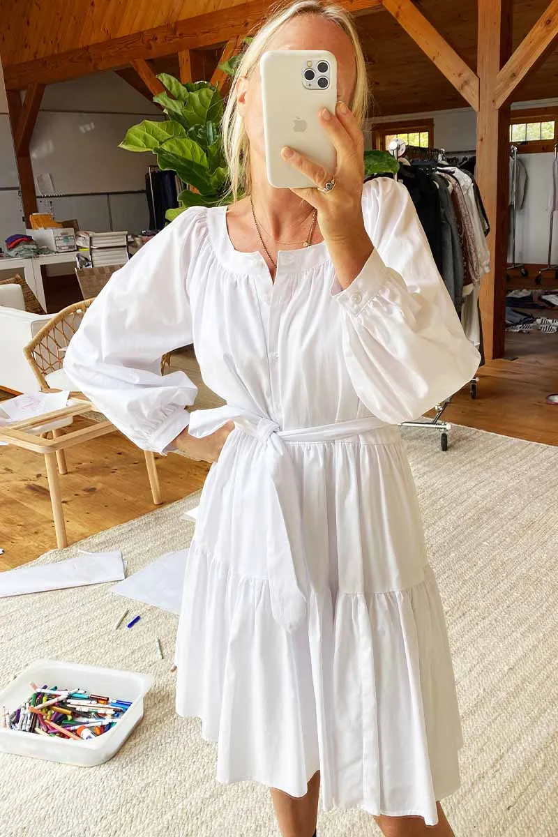 Odette Tier Dress - White Poplin sold by Emerson Fry product image thumbnail 3