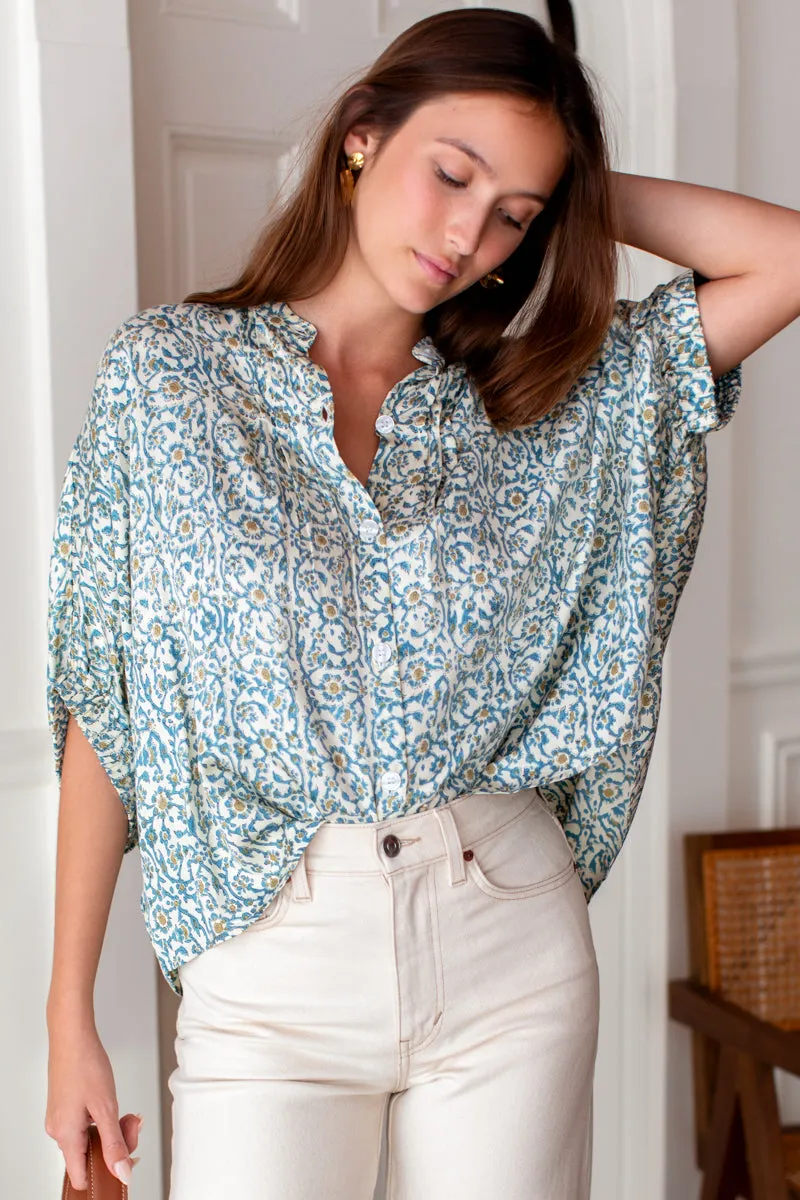 Mandarin Collar Top - Cypress sold by Emerson Fry