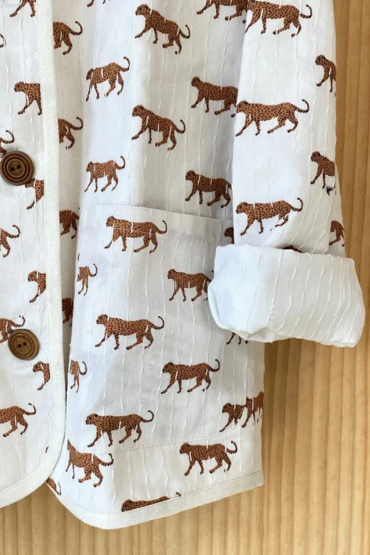 Reversible Quilted Jacket - Cheetah Twill Organic sold by Emerson Fry