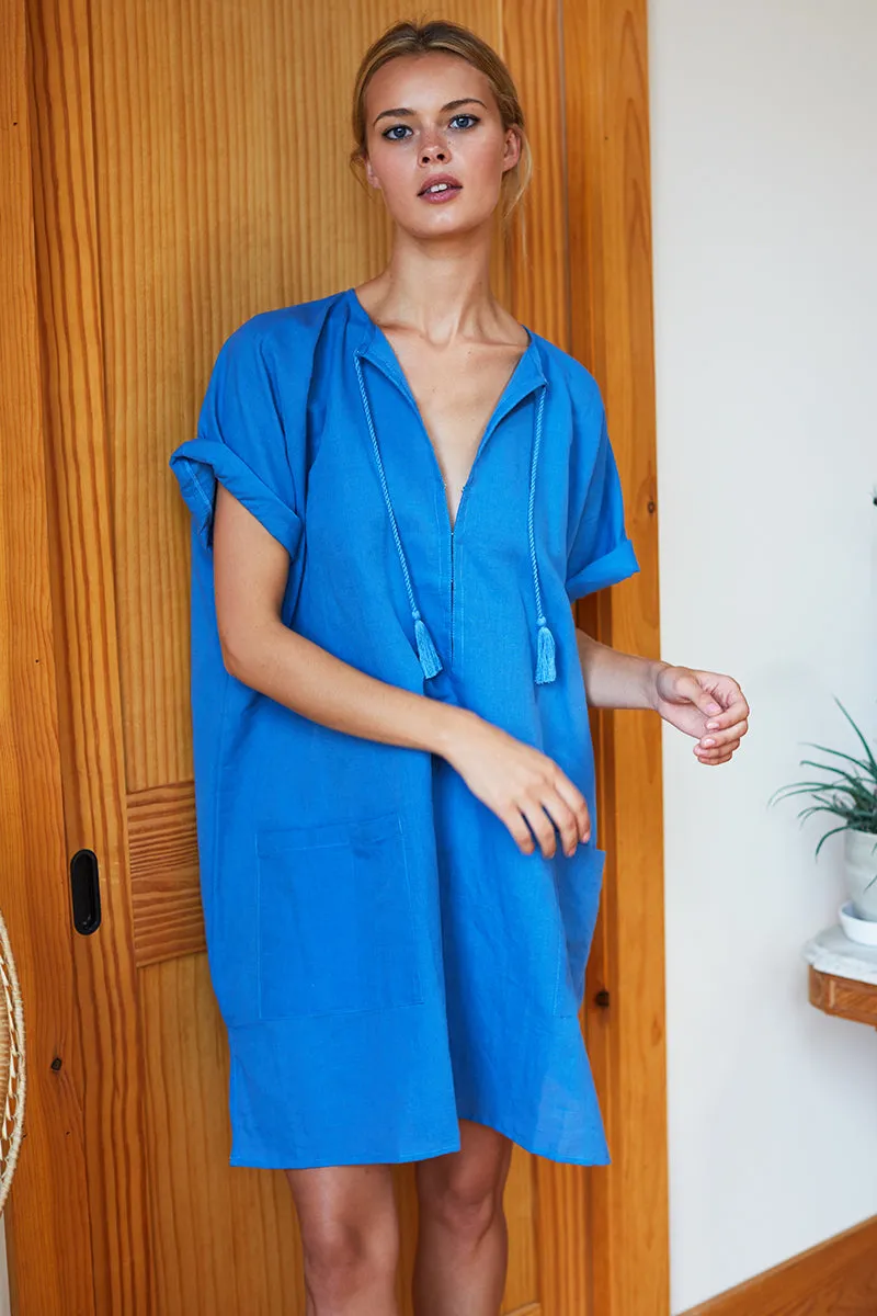 Organic Linen Caftan - Marina Blue sold by Emerson Fry product image thumbnail 2
