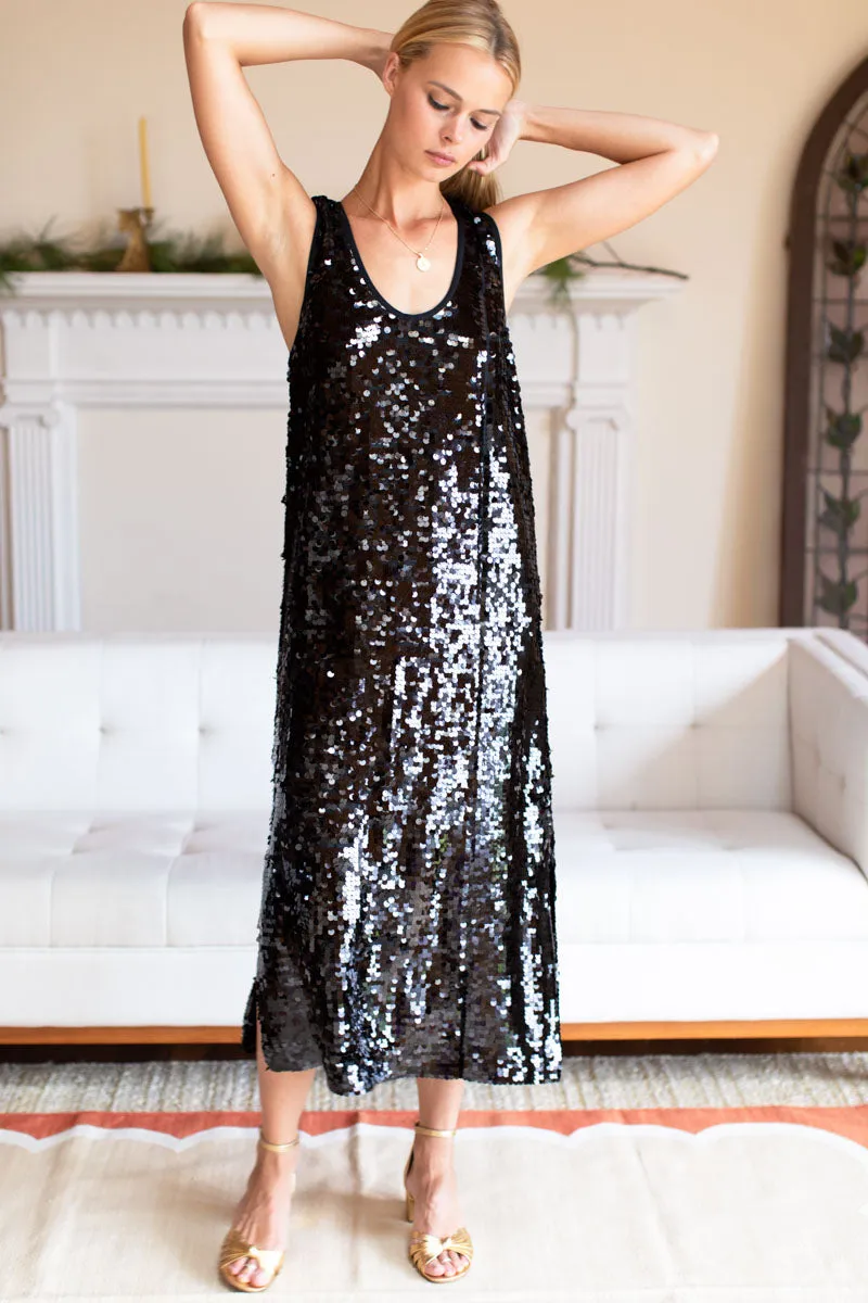 Edie Scoop Midi Dress - Black Sequin sold by Emerson Fry product image thumbnail 5