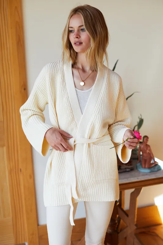 Organic Wrap Sweater Ribbed - Ivory made by Emerson Fry