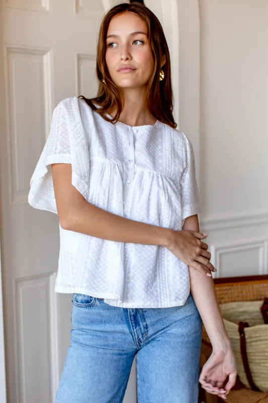 Marion Blouse - White Embroidered sold by Emerson Fry
