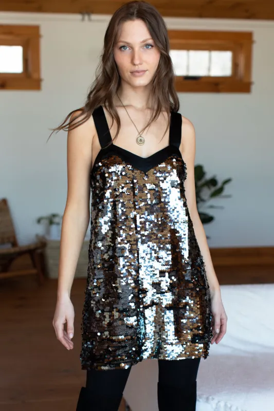 Wide Strap Dress - Gunmetal Sequins sold by Emerson Fry