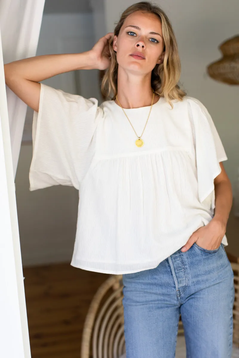 Basalie Top - Dobby Stripe Ivory sold by Emerson Fry product image thumbnail 3