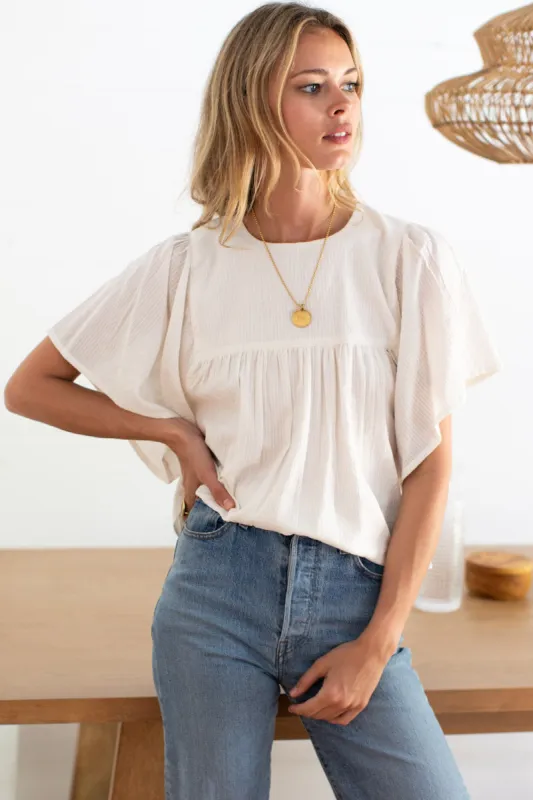 Basalie Top - Dobby Stripe Ivory sold by Emerson Fry