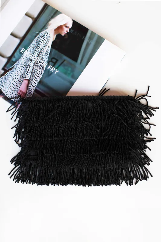 Fringe Clutch - Black made by Emerson Fry