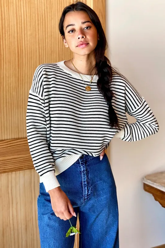 Carolyn Sweater - Black Stripe Organic made by Emerson Fry