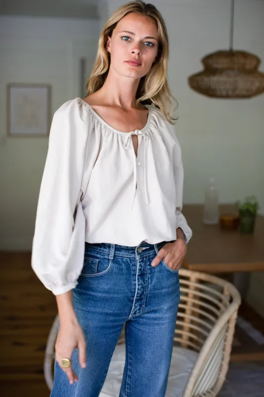 Lucy Blouse - Almond Linen made by Emerson Fry