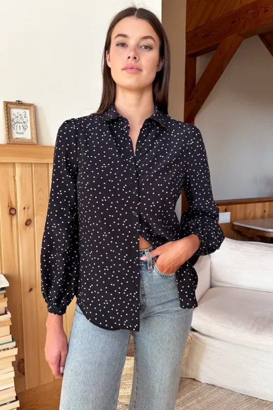 Frankie Blouse - Forget Me Nots Black made by Emerson Fry