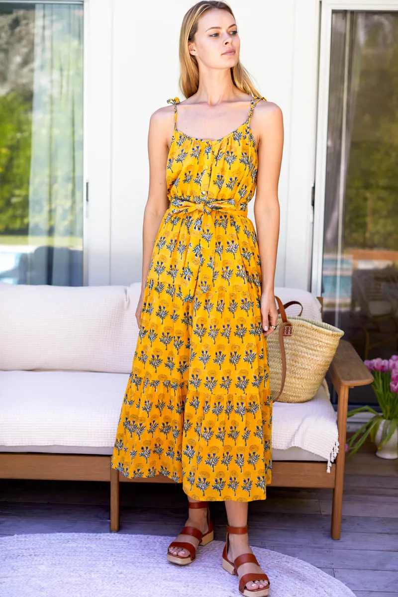 India Button Front Sundress - Big Marigolds Yellow Organic sold by Emerson Fry product image thumbnail 3