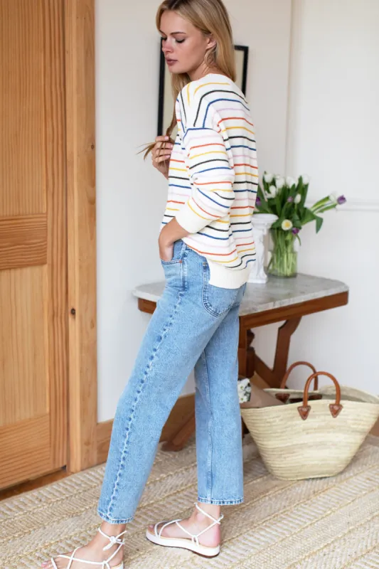Carolyn Sweater - Rainbow 5 Stripe Organic sold by Emerson Fry