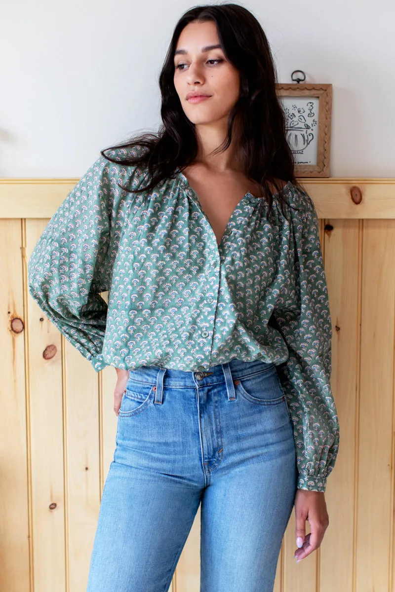 Frances Blouse - Day Flowers Juniper Organic sold by Emerson Fry