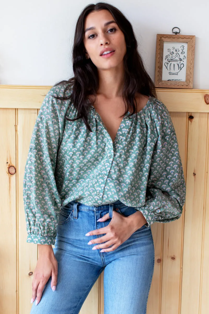 Frances Blouse - Day Flowers Juniper Organic sold by Emerson Fry product image thumbnail 3