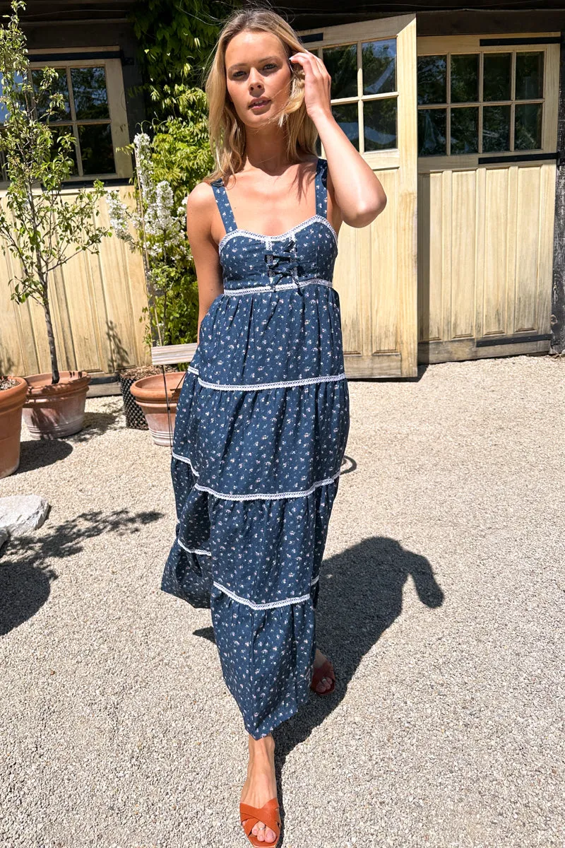 Tier Maxi Dress - Anne Flowers Majolica sold by Emerson Fry