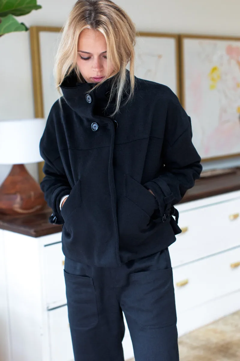 Cozy High Neck Jacket - Black Wool Cashmere sold by Emerson Fry product image thumbnail 3
