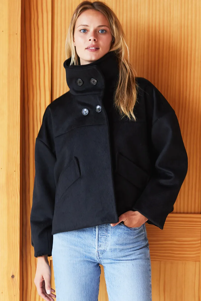 Cozy High Neck Jacket - Black Wool Cashmere sold by Emerson Fry product image thumbnail 2