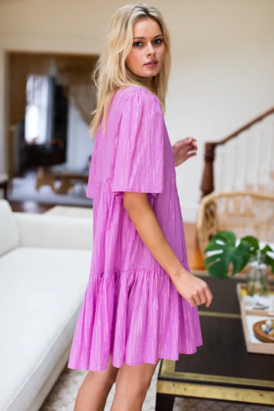 Isla Dress - Pink Lavender Lurex sold by Emerson Fry