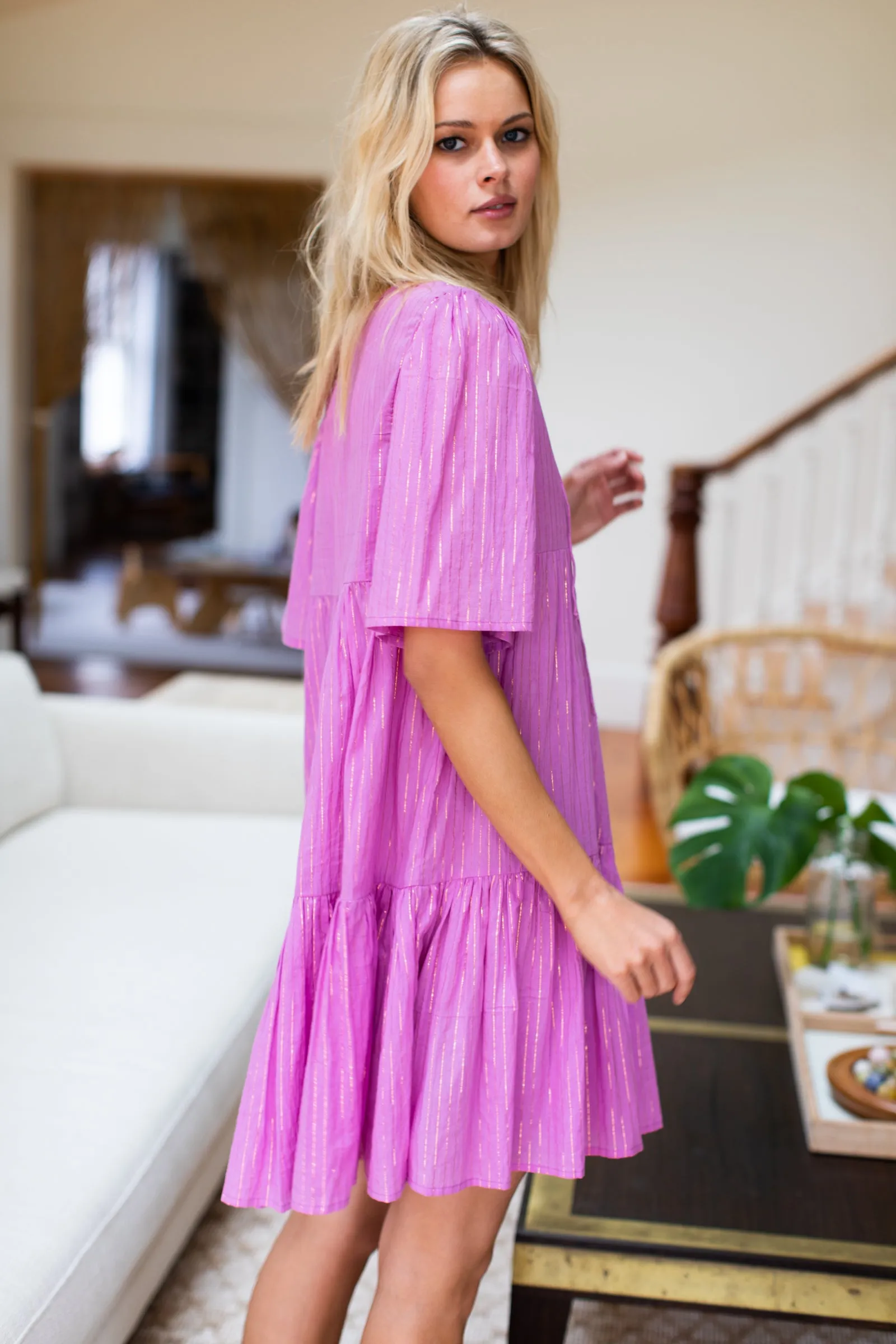 Isla Dress - Pink Lavender Lurex sold by Emerson Fry