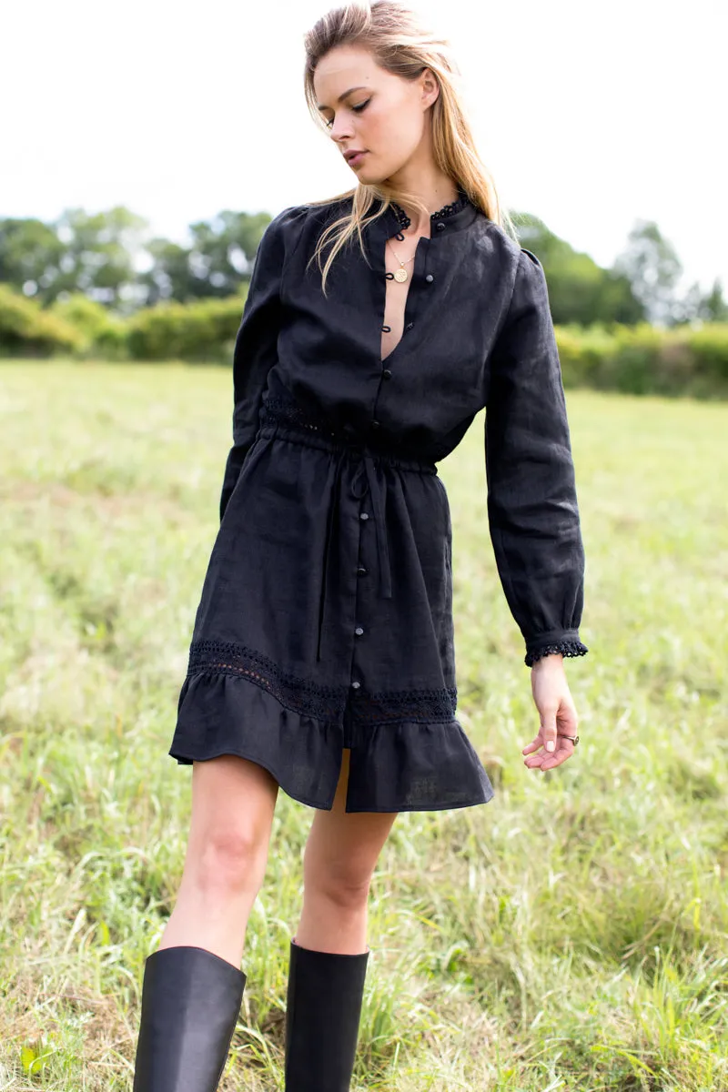 Frances Mini Dress - Black Linen sold by Emerson Fry product image thumbnail 4