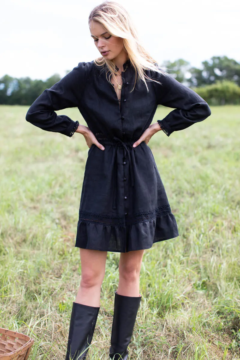 Frances Mini Dress - Black Linen sold by Emerson Fry product image thumbnail 2