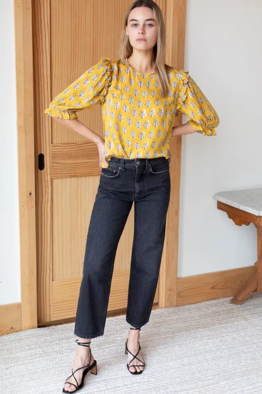 Pearl Blouse - French Marigolds Saffron Satin sold by Emerson Fry