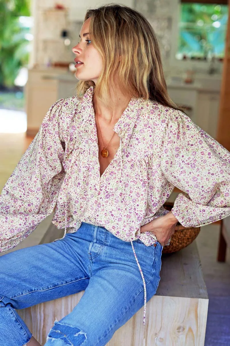 Cecile Blouse - Purple Calico Floral sold by Emerson Fry product image thumbnail 5