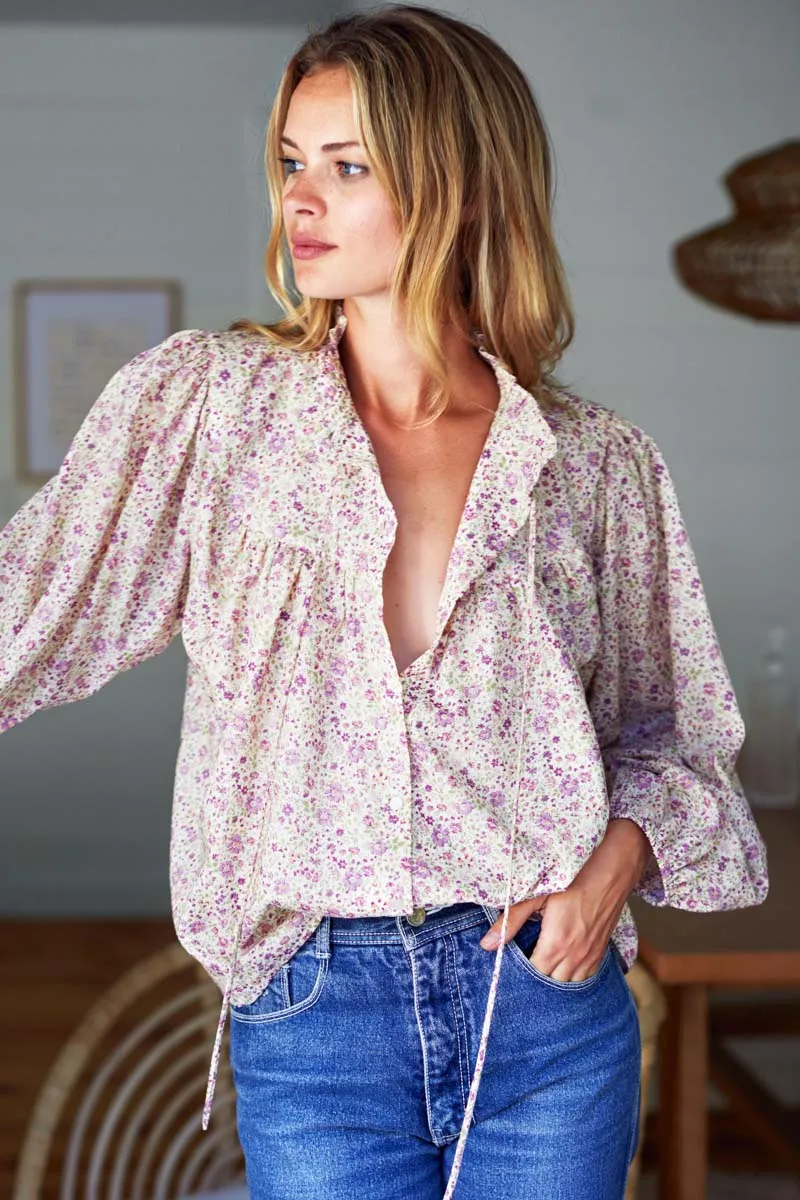 Cecile Blouse - Purple Calico Floral sold by Emerson Fry product image thumbnail 3
