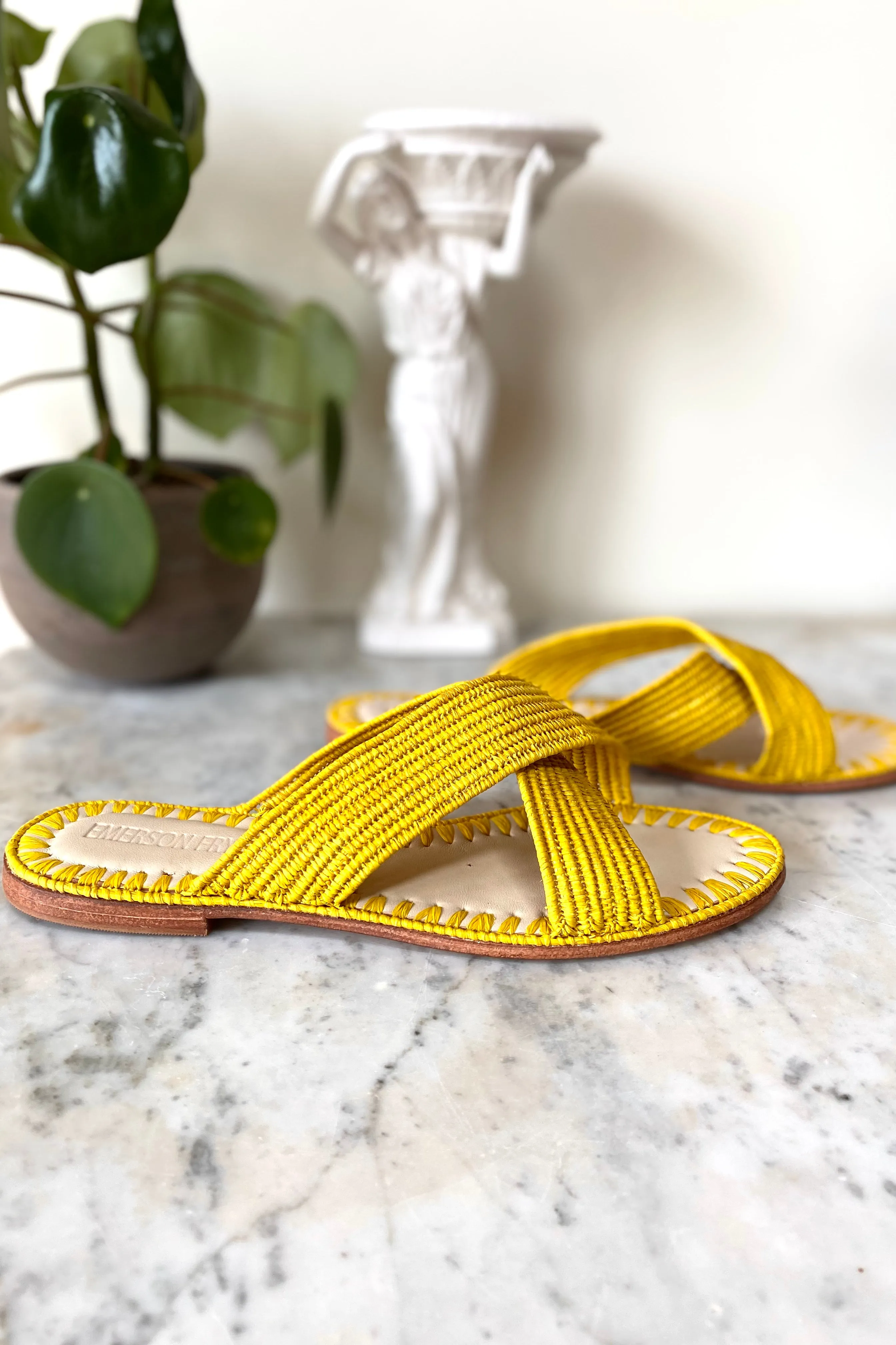 Woven Open Toe Slide - Sun Yellow sold by Emerson Fry