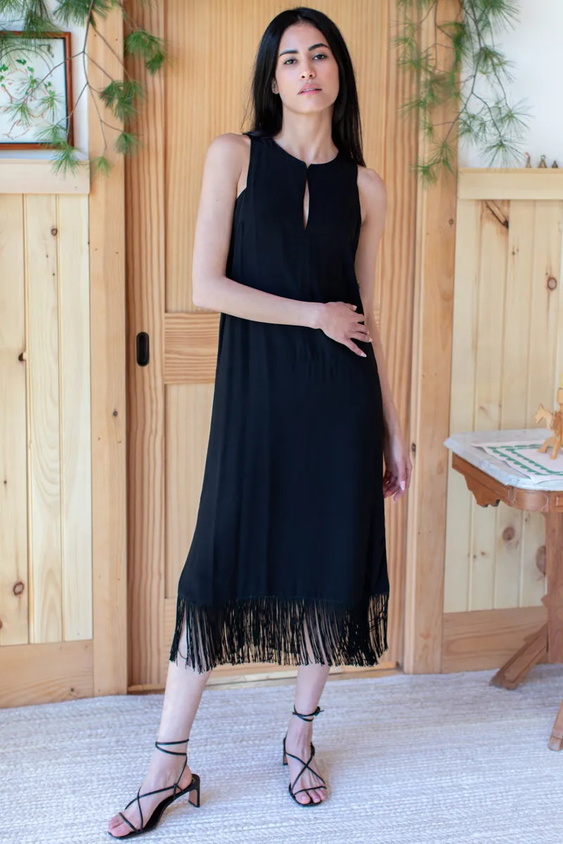 Cut Out Fringe Midi Dress - Black sold by Emerson Fry product image thumbnail 4
