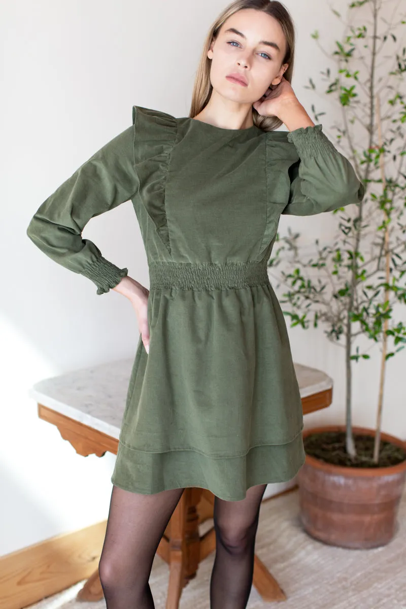 Ruffle Mini Dress - Fern Corduroy sold by Emerson Fry