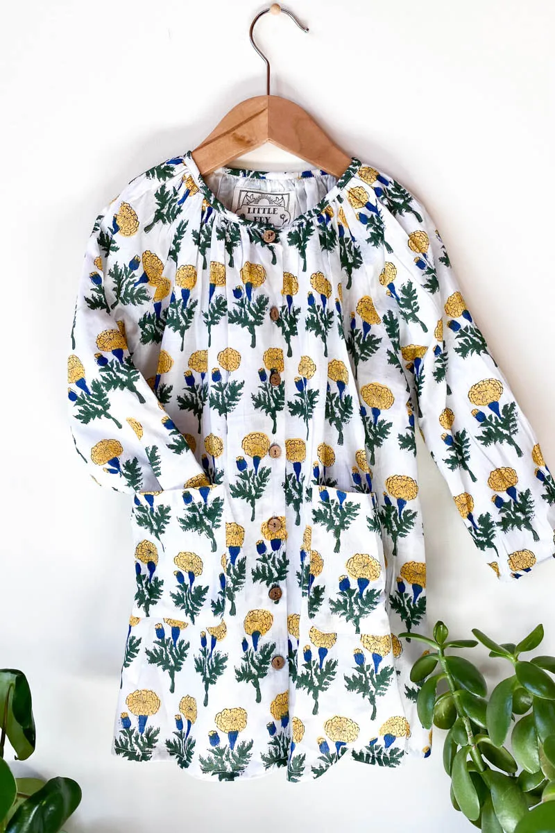 Little Fry Frankie Dress - Big Marigolds White Organic sold by Emerson Fry product image thumbnail 3