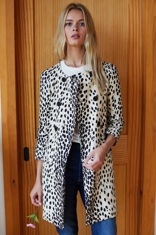 London Coat - Leopard Linen made by Emerson Fry