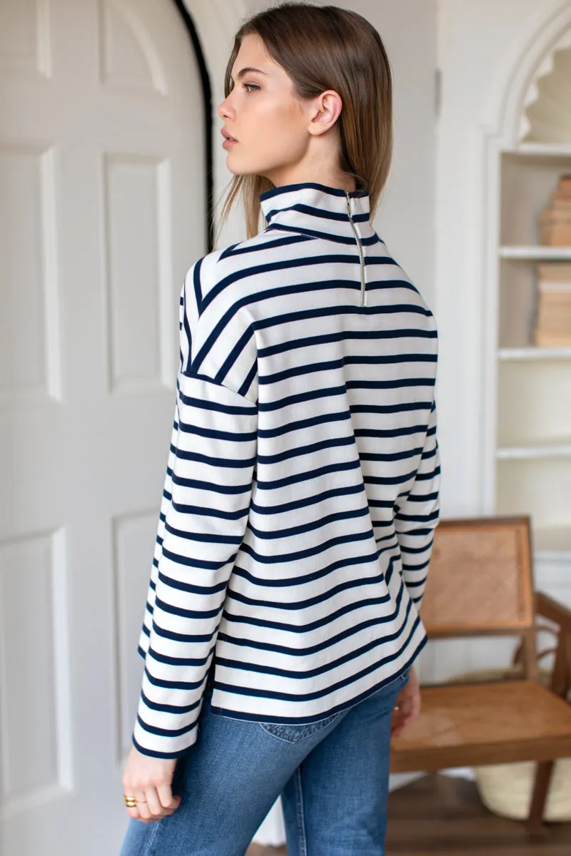 Edie Top - Navy Stripe Rib sold by Emerson Fry product image thumbnail 5