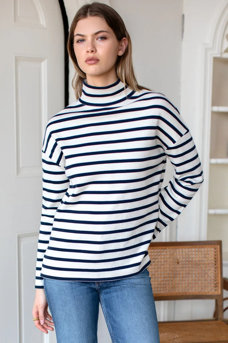 Edie Top - Navy Stripe Rib sold by Emerson Fry product image thumbnail 2
