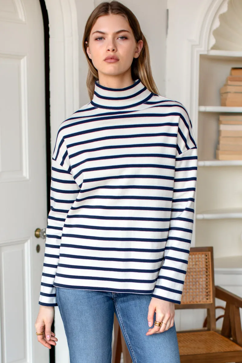 Edie Top - Navy Stripe Rib sold by Emerson Fry