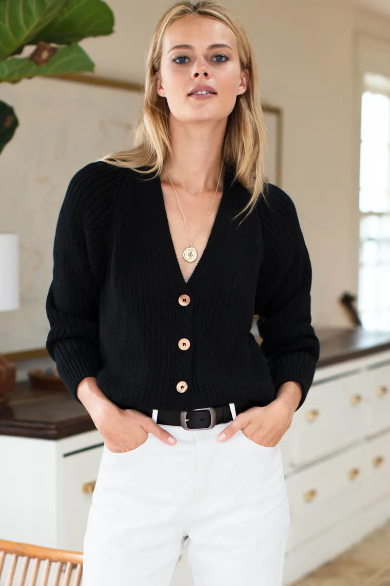 Low V Neck Cardigan - Black Organic sold by Emerson Fry product image thumbnail 2