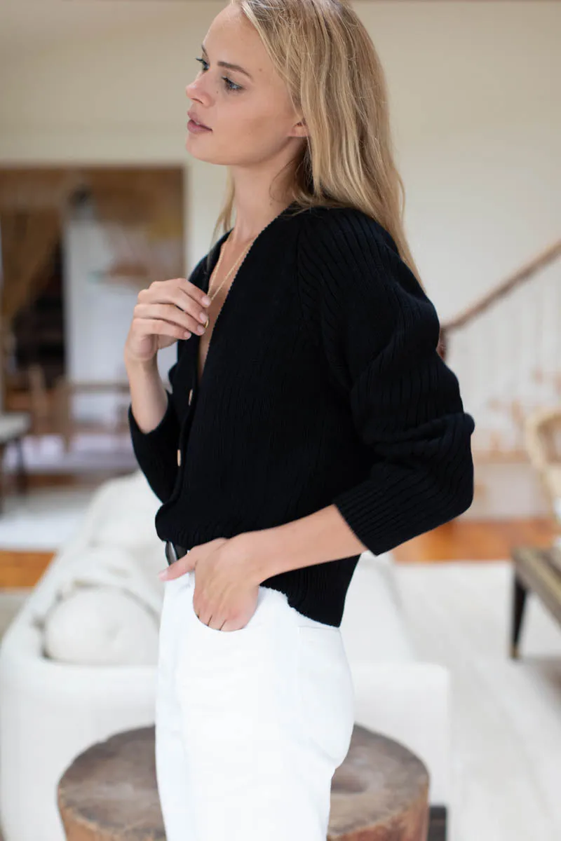 Low V Neck Cardigan - Black Organic sold by Emerson Fry product image thumbnail 5
