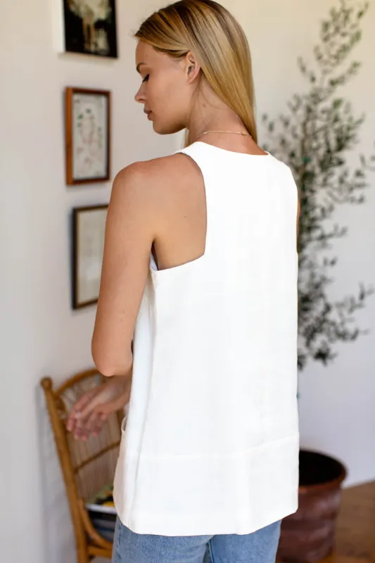 A Line Mod Top - Salt Linen sold by Emerson Fry