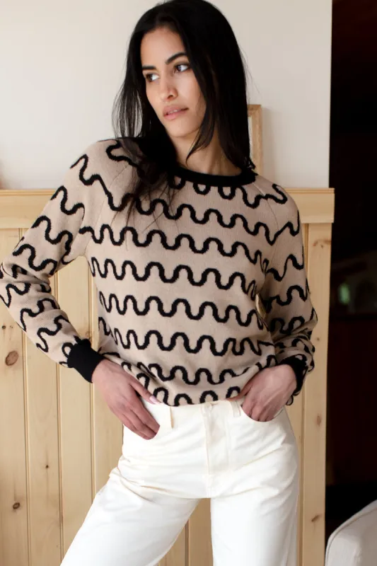 Emerson Sweater - Reversible Loki Stripe Camel + Black Alpaca sold by Emerson Fry