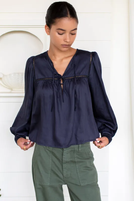 Isla Longsleeve Top - Midnight made by Emerson Fry