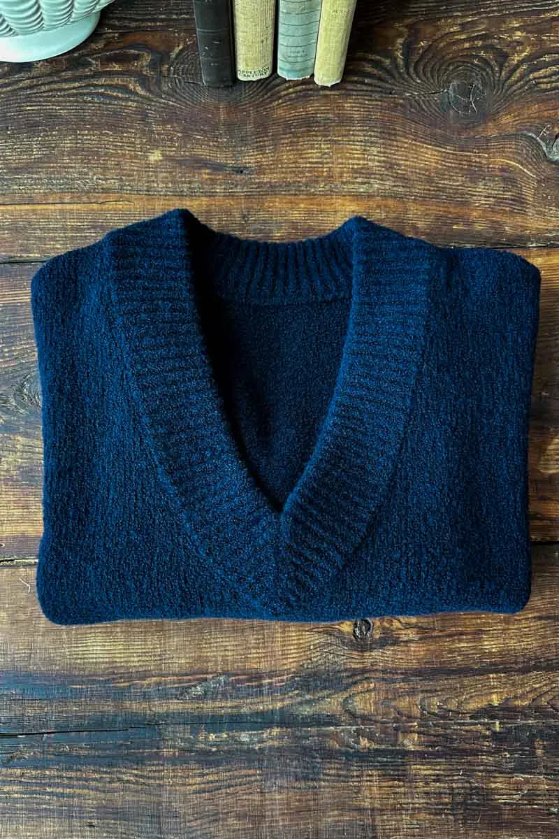 Boxy V Neck Sweater - Parisian Night Boucle sold by Emerson Fry product image thumbnail 4