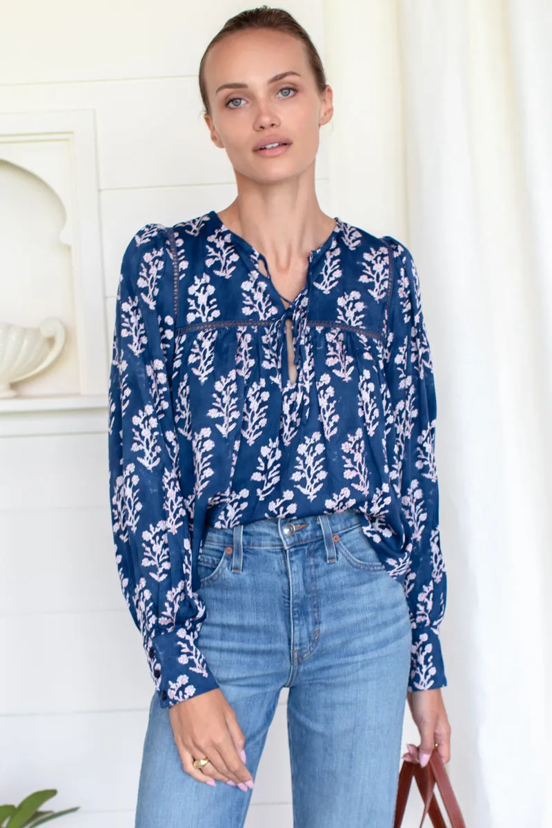 Isla Longsleeve Top - Pressed Flowers Blue sold by Emerson Fry product image thumbnail 5