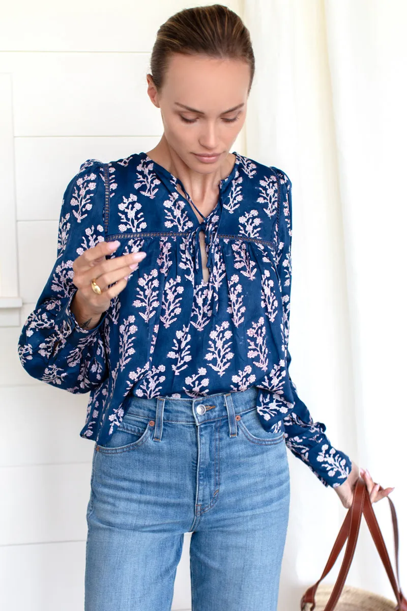 Isla Longsleeve Top - Pressed Flowers Blue sold by Emerson Fry product image thumbnail 3