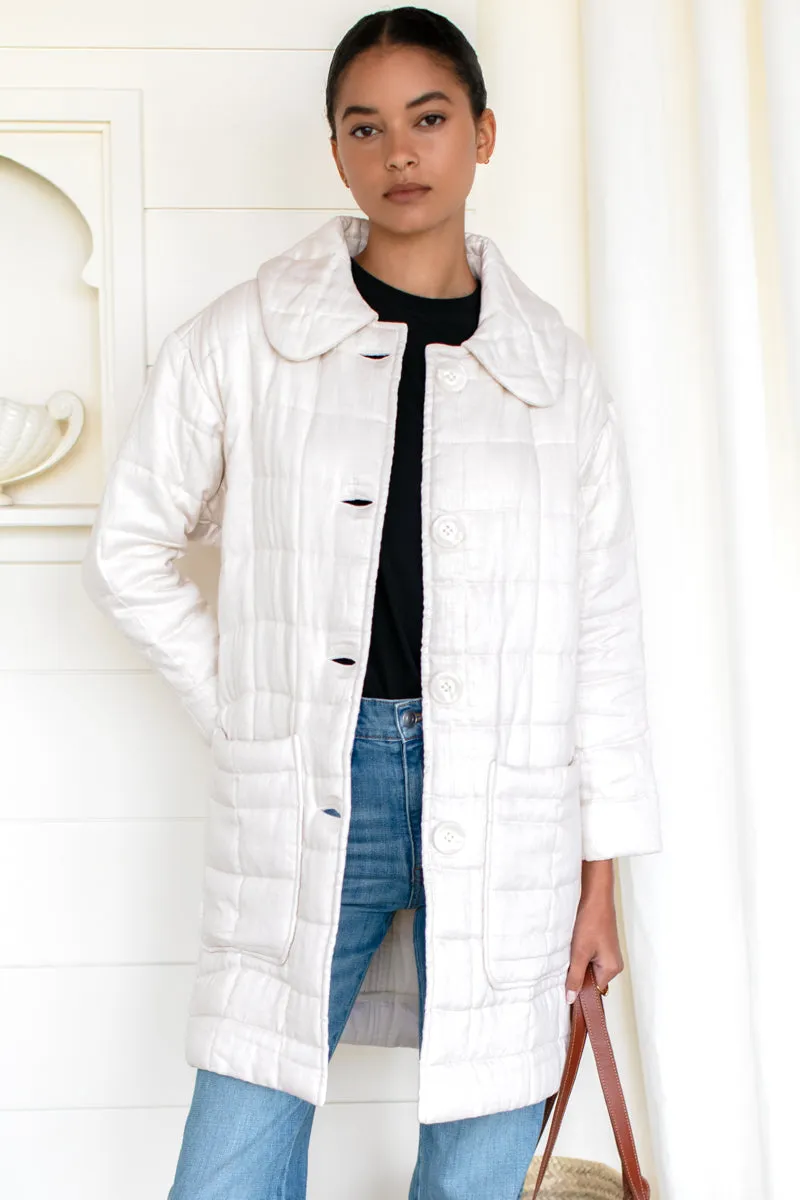 Long Quilted Jacket - Ivory Linen sold by Emerson Fry product image thumbnail 2